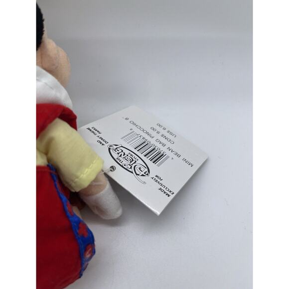 The Disney Store Mini Bean Bag 9" Pinocchio The Boy Bean Plush Toy Tag - Picture 3 of 7